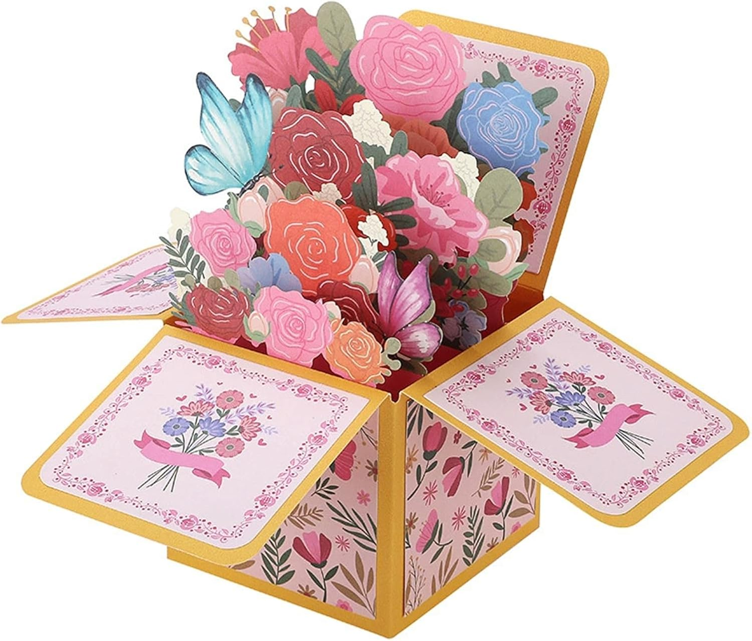 3D Pop up Mothers&rsquo; Day Card with Envelope and Note Card, Handmade Flower Greeting Card Flower Bouquet for Birthday, Mothers' Day, Anniversary, Valentine'S Day (Lavender)