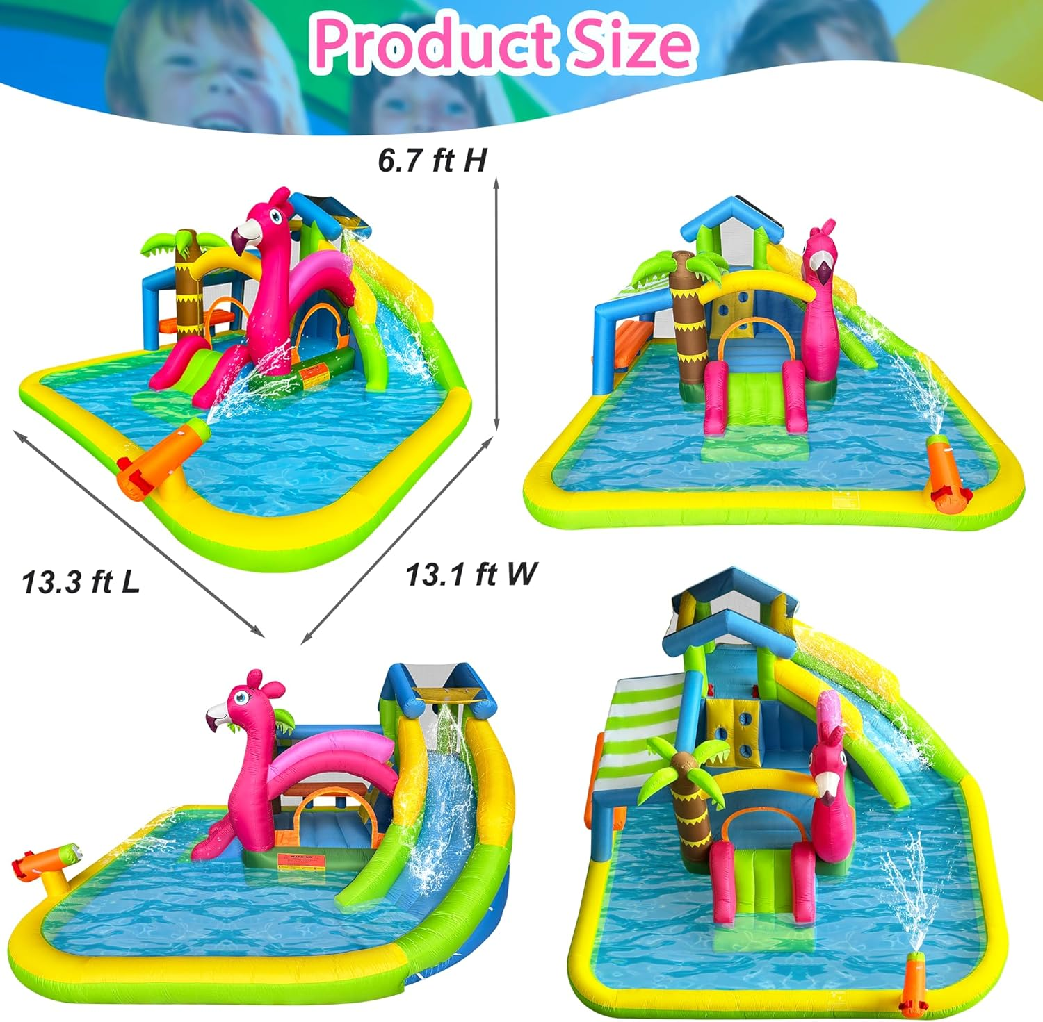 Inflatable Water Slide Flamingo Bounce House Water Park