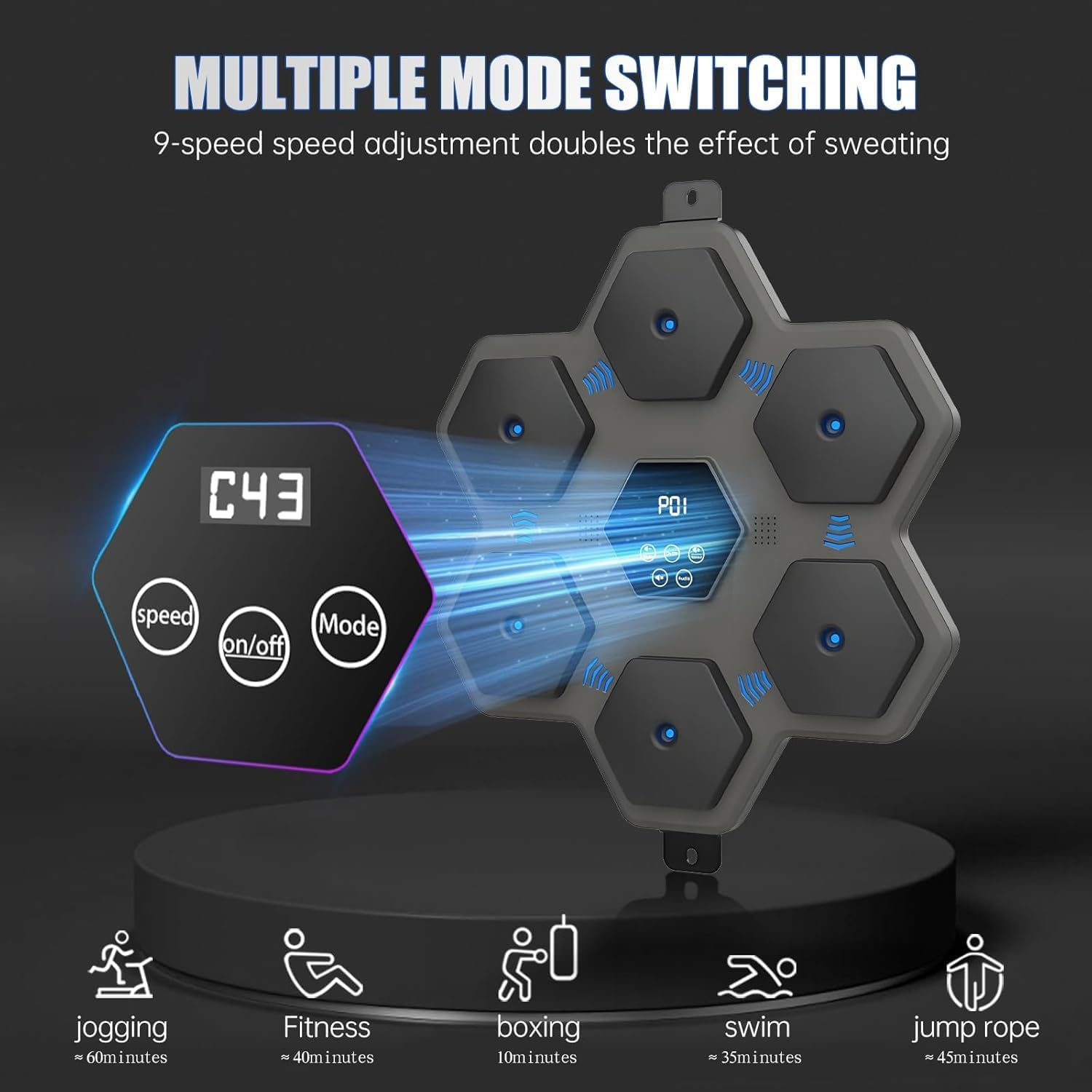 Smart Bluetooth Music Boxing Machine, Wall-Mounted Electronic Trainer for Adults and Kids, Intelligent Boxing Target - Wall Punching Bag - Boxing Training Punching Equipment image number 6