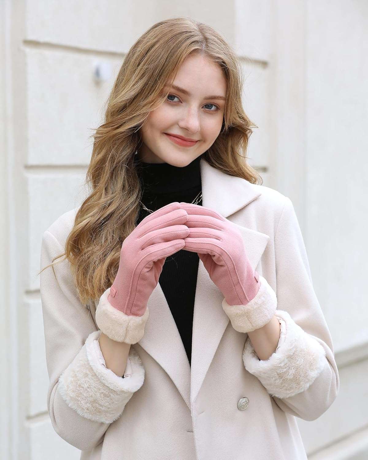 Womens Winter Warm Touchscreen Texting Gloves with Thermal Fleece Lined for Cold Weather - Pink image number 1