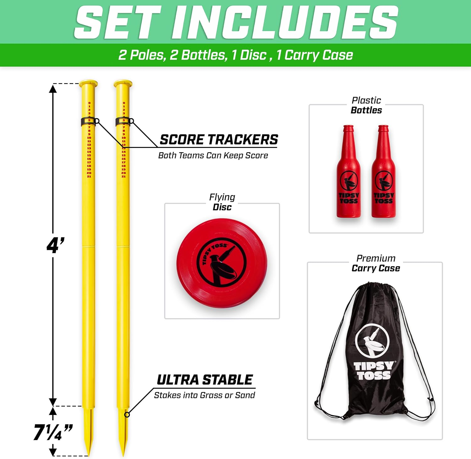 Gosports Tipsy Toss Game Set - Flying Disc Bottle Drop Yard Game - Choose Pro or Standard image number 4