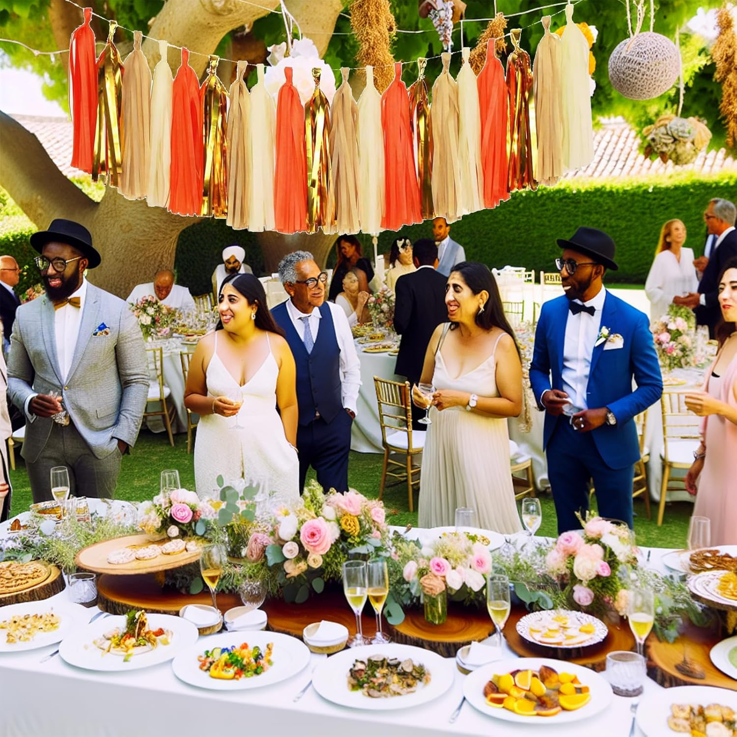 Fkereg 20 Pieces Tissue Paper Tassel Garland, Birthday Tassel Garland Party Decor, Metallic Fringe Balloon Tassel Banner Tails for Classroom Baby Shower Gender Reveal Hanging Decoration, A image number 6