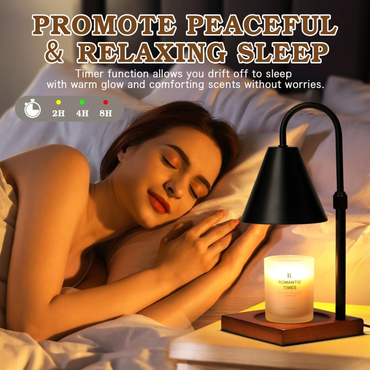 Modern Adjustable Candle Warmer Lamp with Timer and Dimmer, Electric Black Lamp for Jar Candles, Perfect for Bedroom and Living Room Decor（Scented Candles Are Not Included）