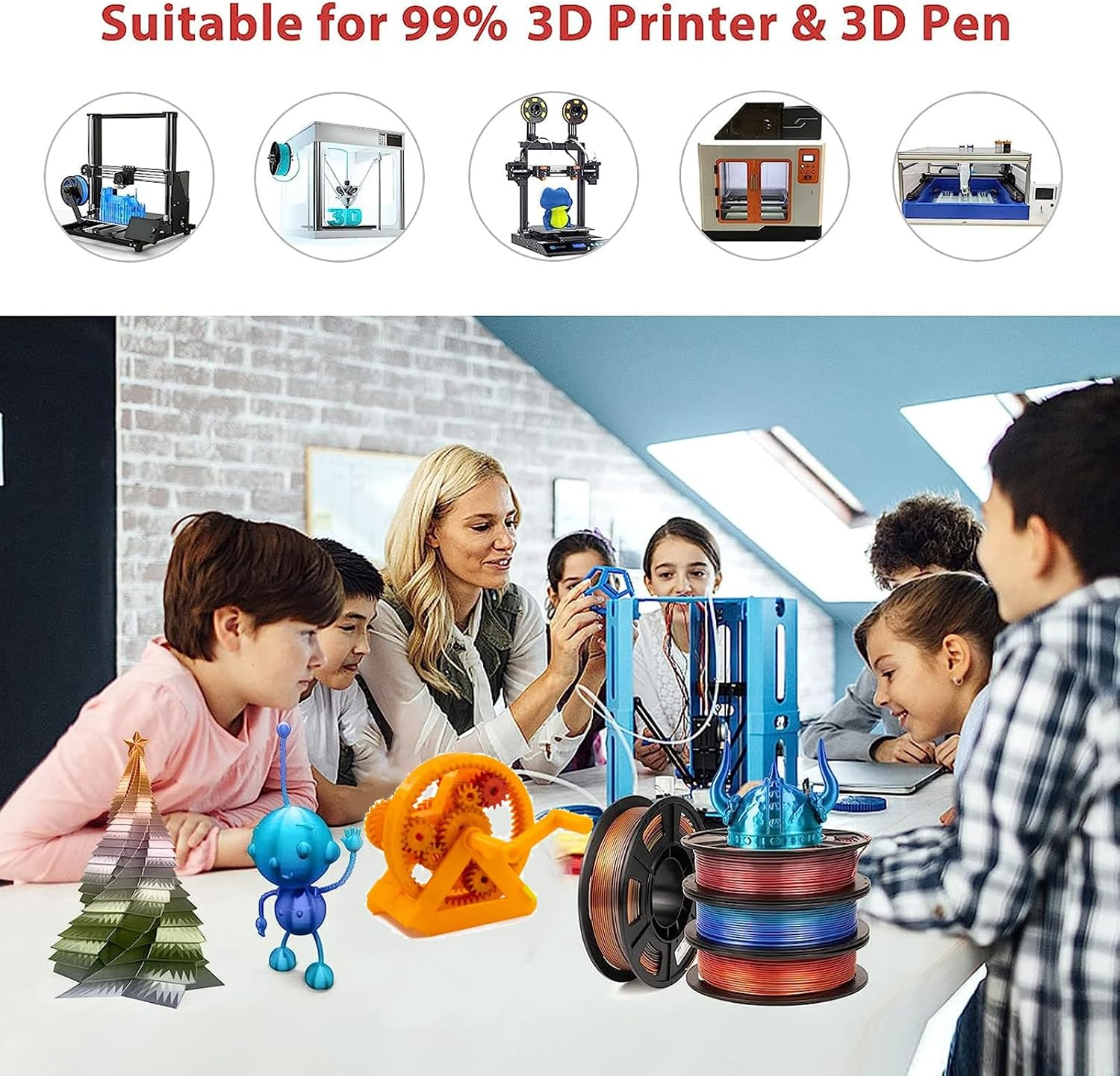 Conductive PLA Filament, 1.75Mm Bundle 3D Printer Filament, 30-45Mm/S Printing Speed PLA 3D Printing Filament, 200G Consumable 3D Printer Accessory, 1.75Mm Filament image number 1