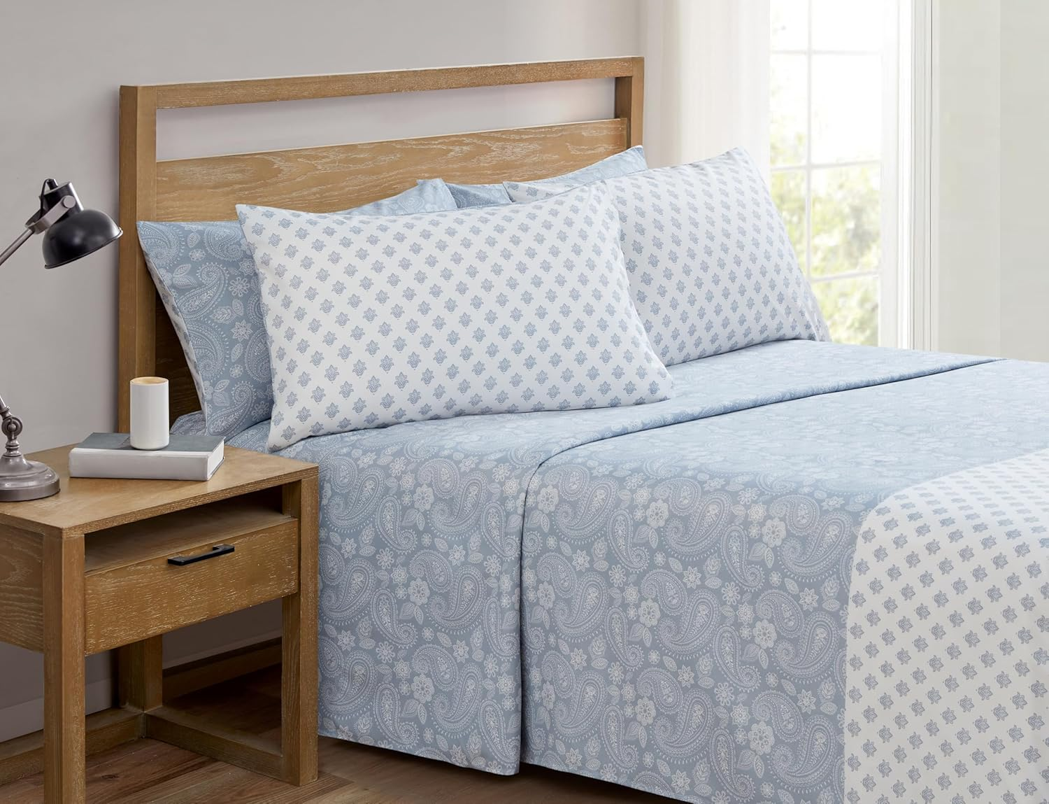 Turnstyle Paisley Pop Blue 6 Piece Queen Sheet Set