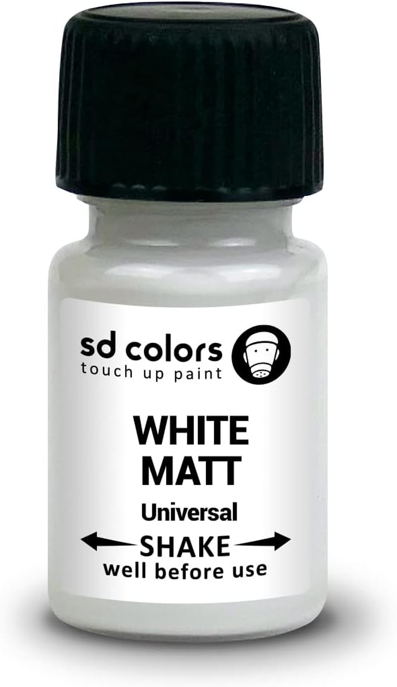 SD COLORS TOUCH up PAINT UNIVERSAL MAT WHITE 8Ml for Small Repair Cars, Metal, Wood, Plastic, Windows, Frames, Doors, Gates