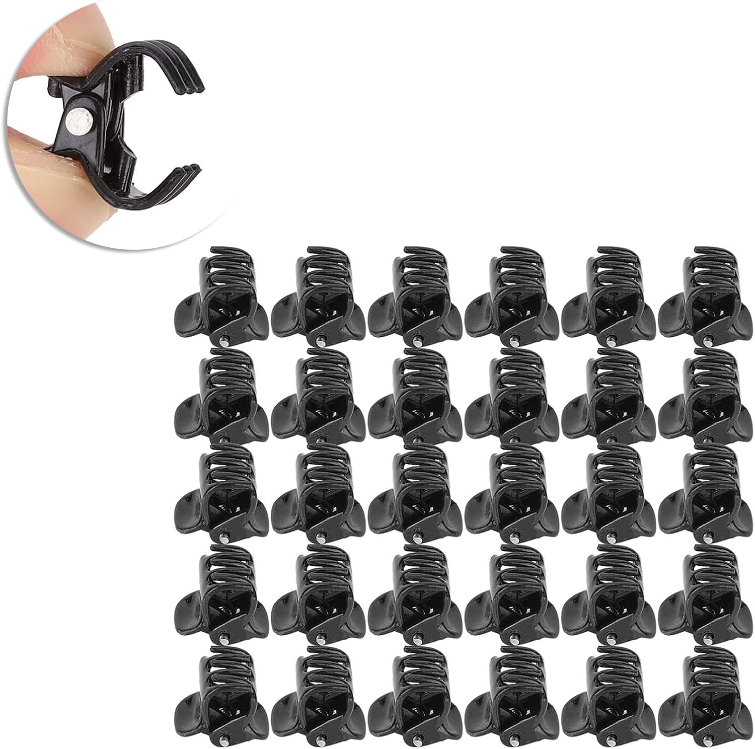 Mini Hair Clips, Pack of 100 Black Mini Hair Clips, Small Plastic Hair Claw, Non-Slip Handle, Small Jaw Clips, Claw Clip for Girls and Women image number 5