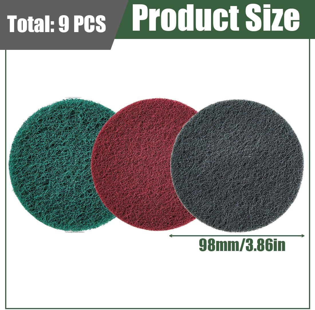 GXGM Pack of 9 Scrub Pads 4 Inch Drill Brush Kit for Power Scrubber Cleaning Brushes for Kitchen, Bathroom, Car, Polishing, Sink, Bathtub image number 5