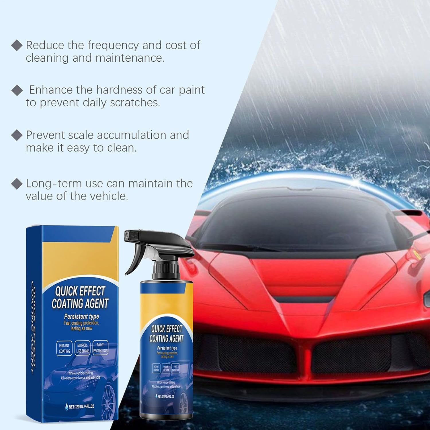 JIEBWCHA Spray Coating Agent,Automotive Scratch Agent 120Ml | High-Gloss Car Coating Spray for Glass, Rims, Window, Detailing, Motorcycle, Marine, Outdoors, Beginners image number 1