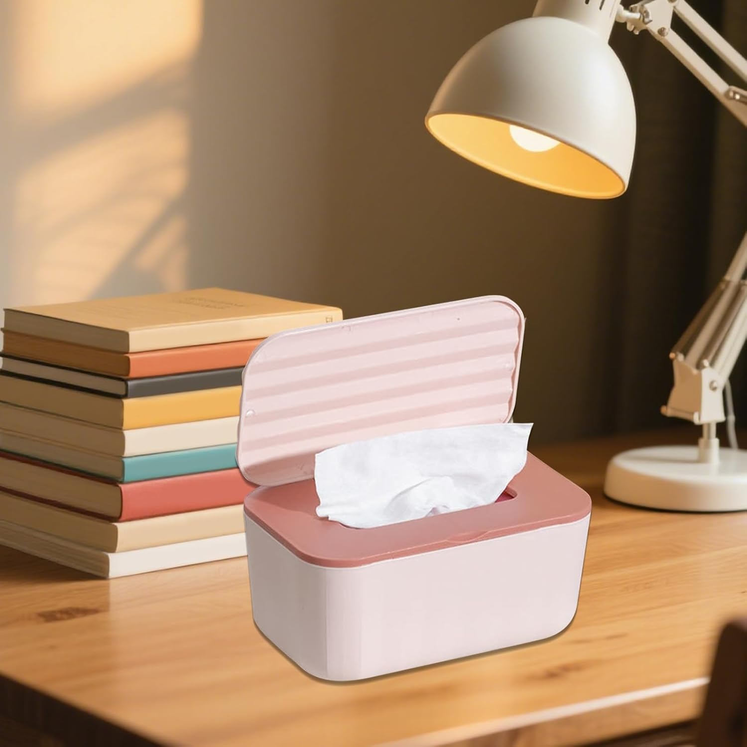 Wipes Box - Tissue Refillable Case for Desk - Sealable Multifunctional Dustproof Wipes Dispenser for Nursery Car Makeup Kitchen Toilet Diaper Travel Bathroom Table - Green image number 2