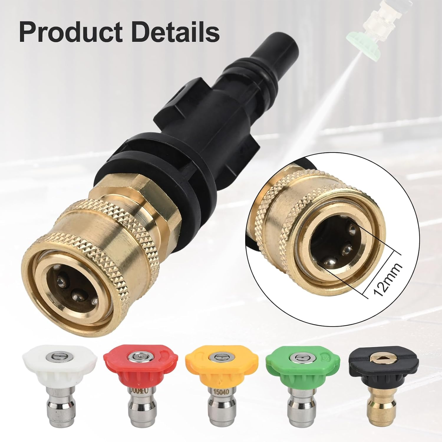 Cloudpower Pressure Washer Connect Adapter for Lavor for Parkside PHD, for VAX for Interskol Models, 1/4 Inch Quick Release Adapter with Nozzle Pressure Washer Foam Pot image number 1