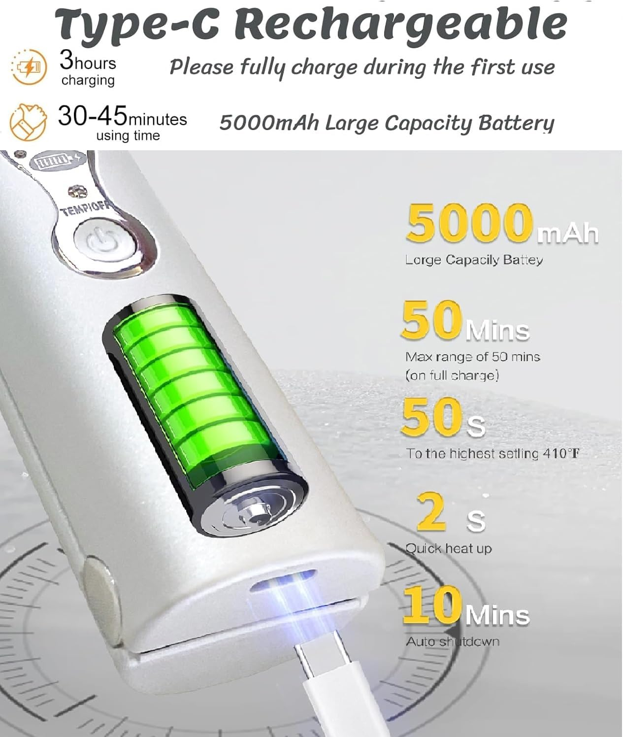 Cordless Hair Straightener Curler, Portable Wireless Hair Straightening and Curling, Titanium Flat Iron, Fast Heating in Seconds, USB Rechargeable, Lightweight for Travel