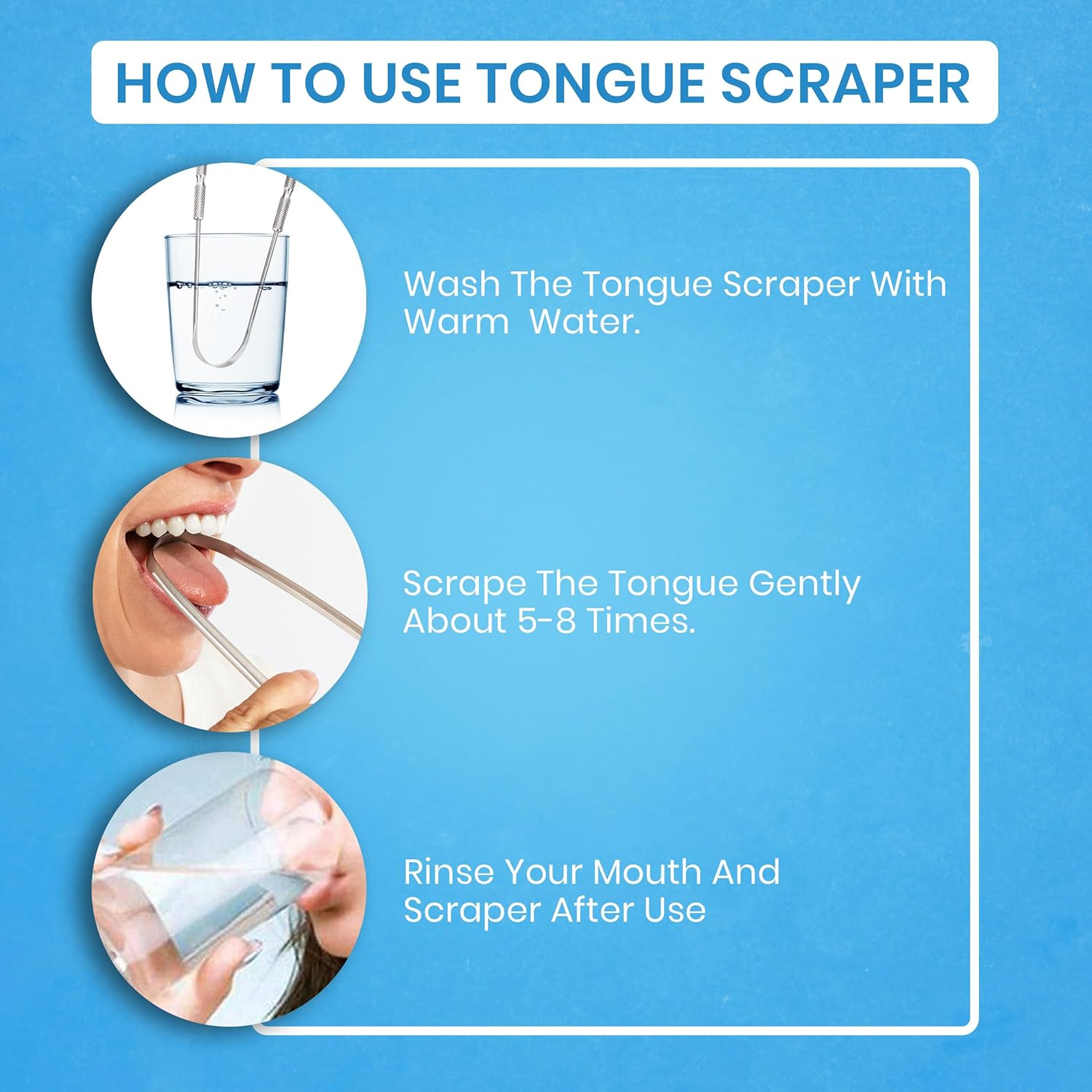 HOKIN Tongue Scraper for Adults by (2Pcs Oral Care Pack) Stainless Steel Tongue Cleaners Reduce Bad Breath 100% Metal Tough Scrapers Men and Women Hygiene Product