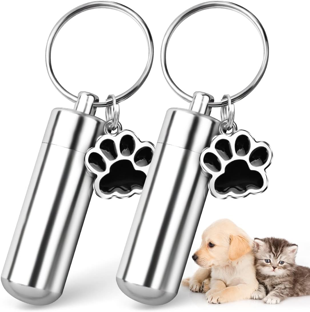 Chunlongfour Waterproof Cremation Pet Urns Keychain for Dogs Ashes, Cylinder Cat Dog Urn for Pet Ashes Cremation Keepsake Memorial Ashes Jewelry Pend