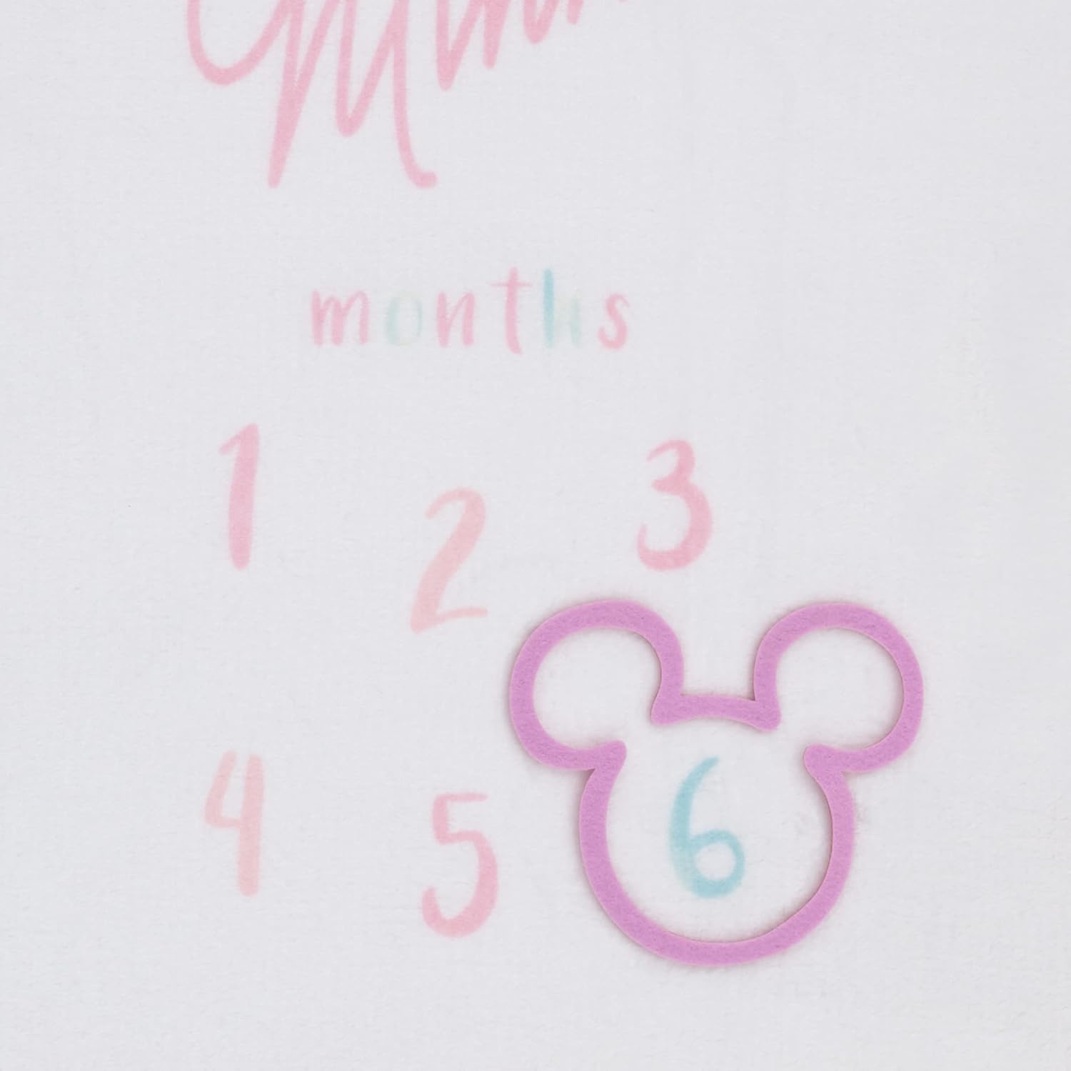 Disney Minnie Mouse White, Pink, and Aqua Super Soft Milestone Baby Blanket