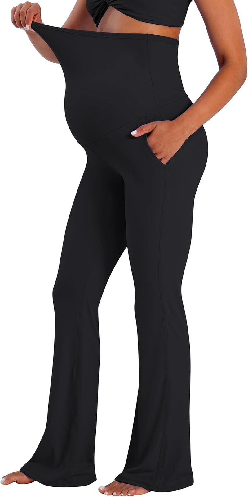 Sunzel Flare Leggings, Crossover Yoga Pants with Tummy Control, High-Waisted and Wide Leg image number 6