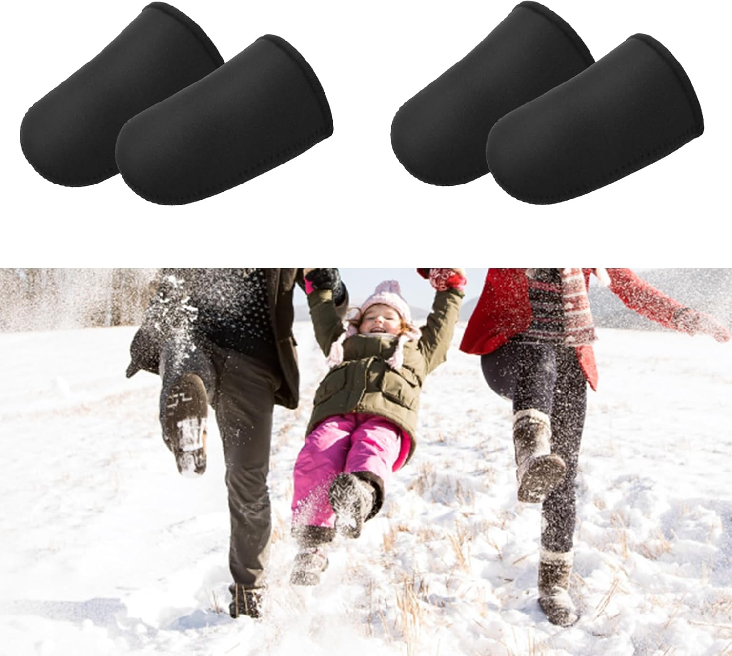 2 Pairs Toe Warmers Neoprene Thermal Toe Warmer Sleeves Toe Topper Liner for Warming Feet Hunting Cycling Running Hiking for Women Men (Size L) image number 1