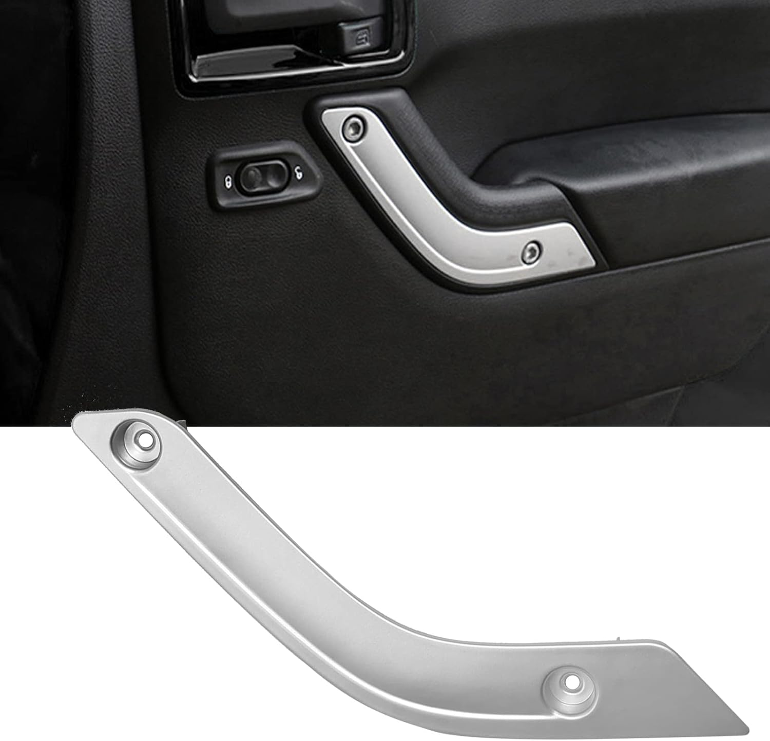 UOIENRT 2Pcs Interior Door Grab Handle Inserts Cover Trim Replacement for Jeep 2011-2018 Wrangler Jk(Left+Right) image number 4