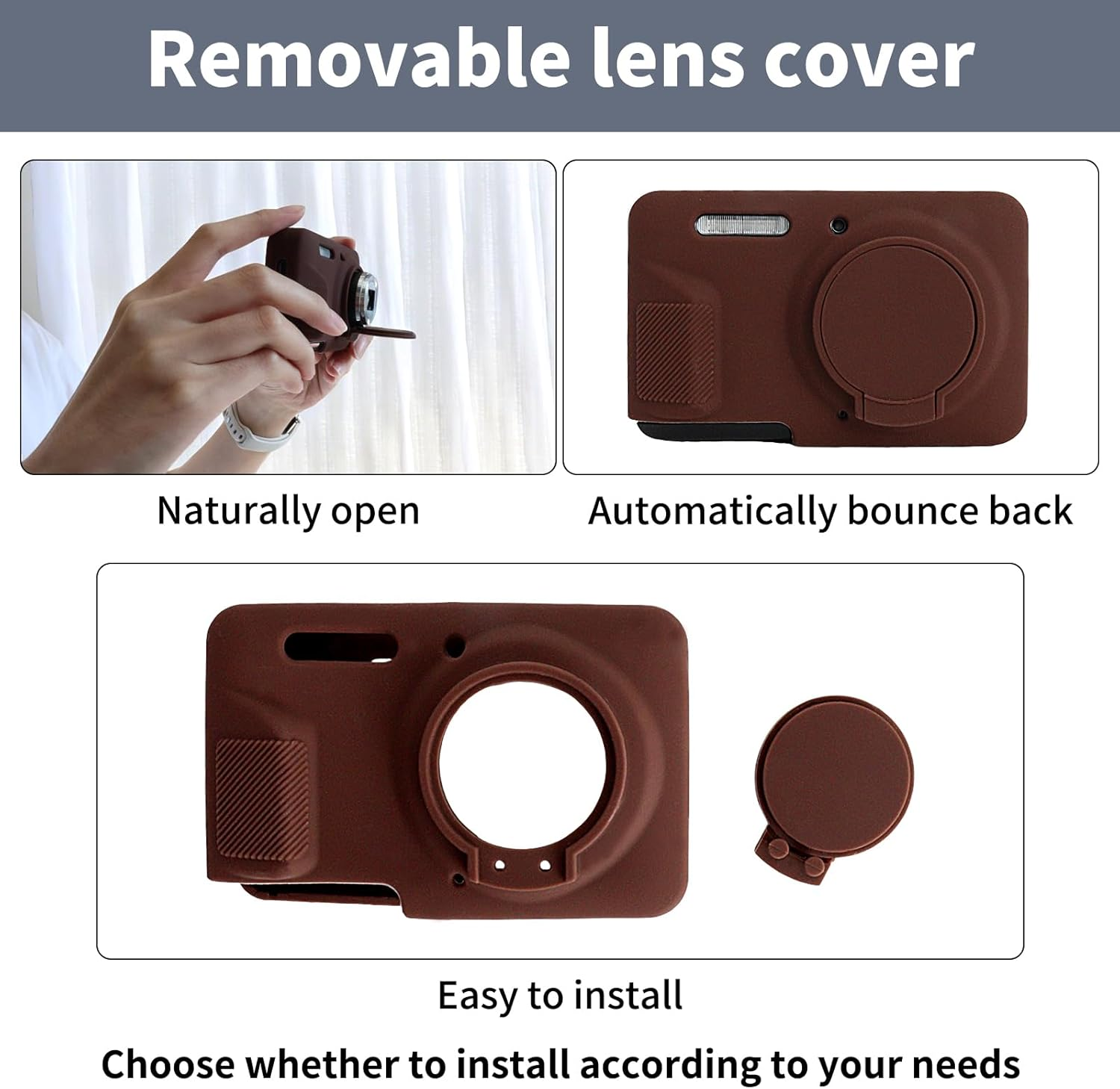 VOVMOEYA Camera Case for Kodak PIXPRO FZ55 with 2 Screen Protectors and 1 Hand Strap, Silicone, Soft Protective Lightweight - Black image number 3