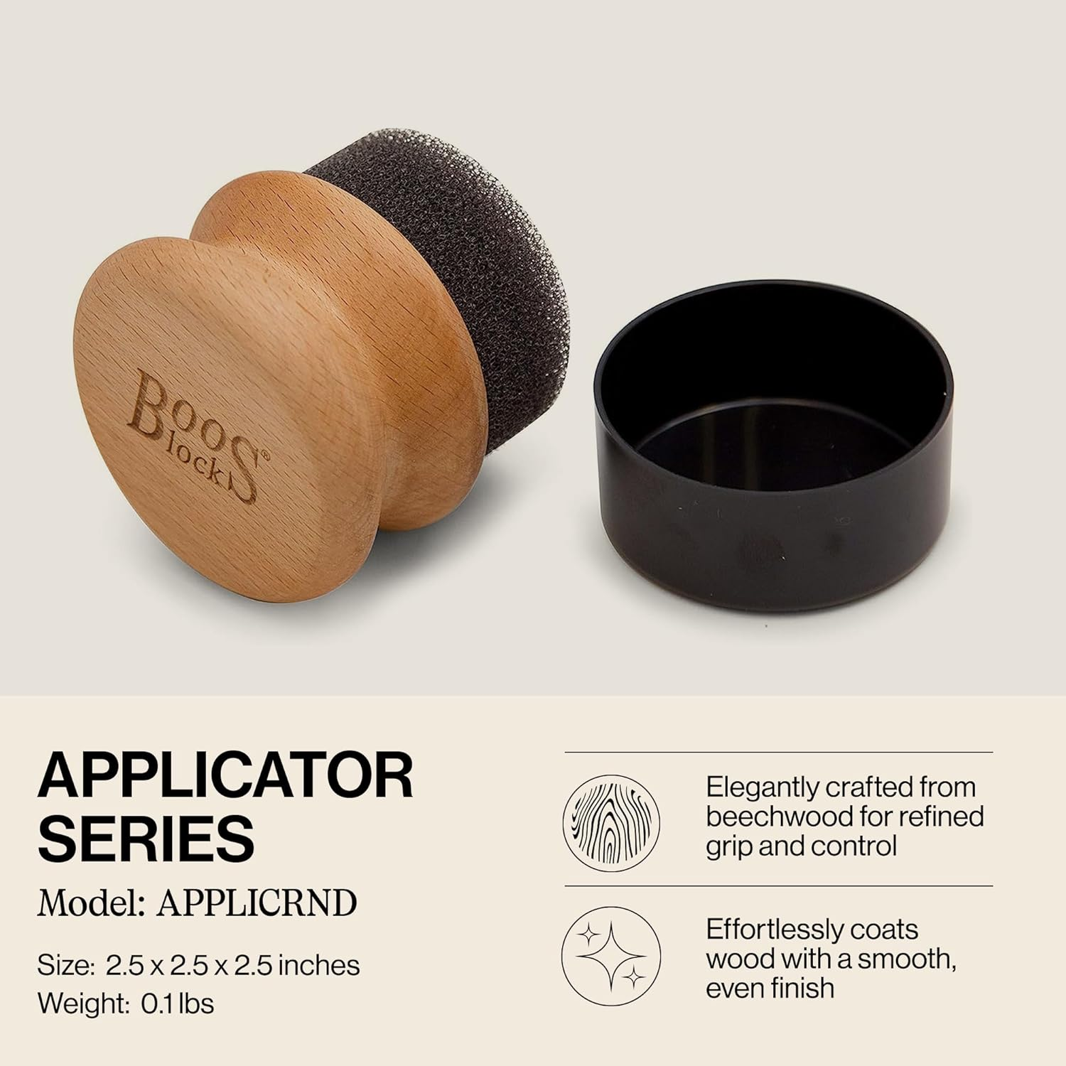 John Boos Butcher Block Oil & Cream Applicator, 1 Count, Beechwood image number 2