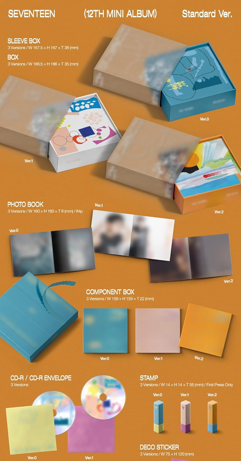SEVENTEEN SPILL the FEELS 12Th Mini Album Standard Version.0 Cd+84P Photobook+3Ea Sticker+1P Scratch Card+12P Lyric Paper+2P Photocard+1P Folded Poster on Pack+Tracking Sealed SVT image number 2