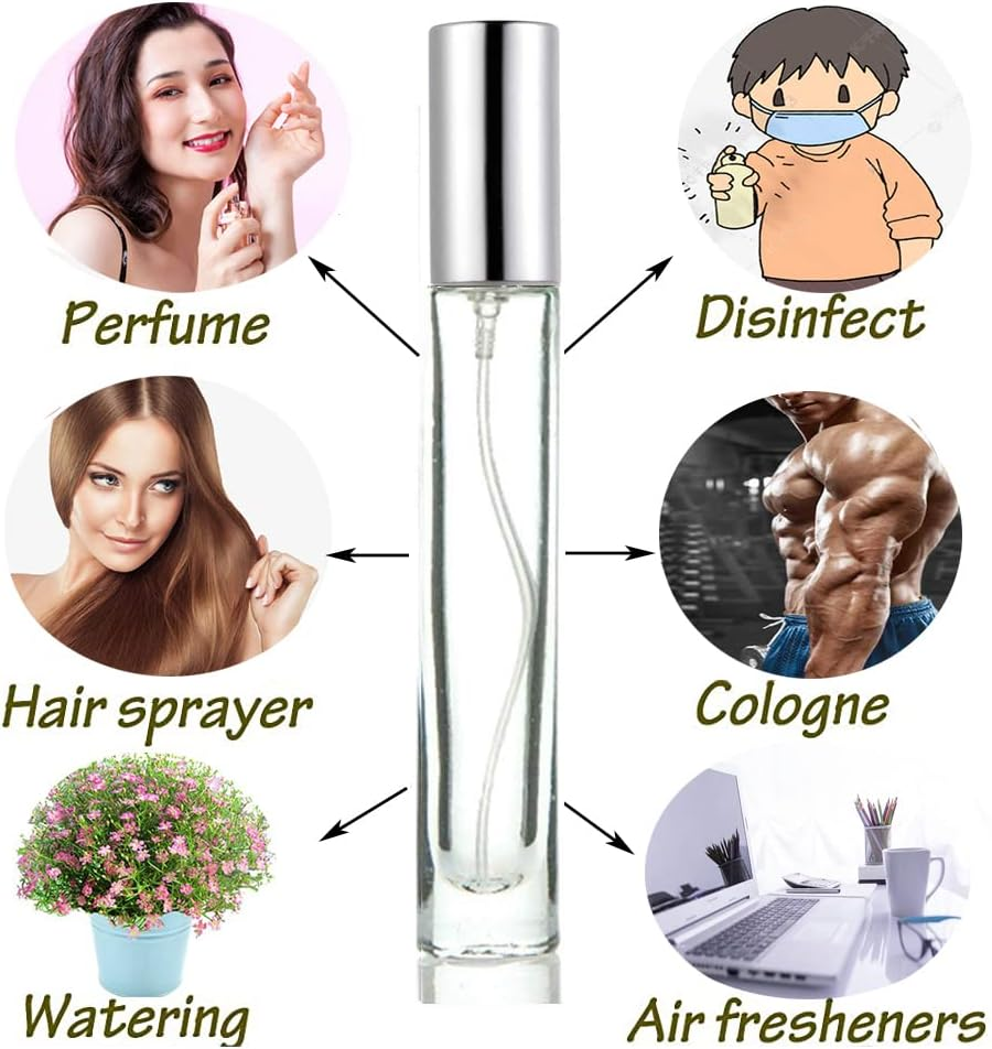 Elfenstall - 5Pcs 10Ml 1/3Oz Silver Metal Spray Thick Bottle for Refill Perfume Hydrating Fragrance Fine Mist Atomizer Cosmetic Container Party Makeup Tool Travel Sample - Silver image number 5