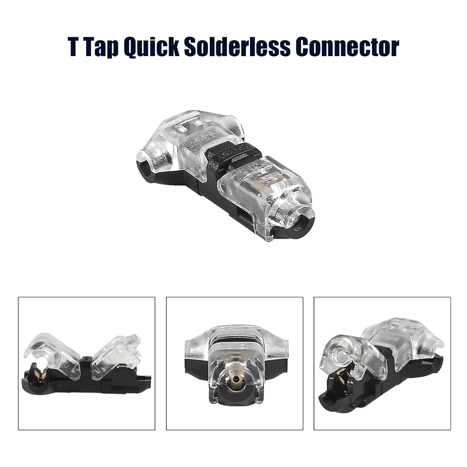DIANN 10Pcs Low Voltage Wire Splice Connectors T Tap Quick Solderless Connector 1 Pin Rock Solid Connector for 20/22 AWG Cable for Automotive Vehicle Audio Video Lighting image number 1