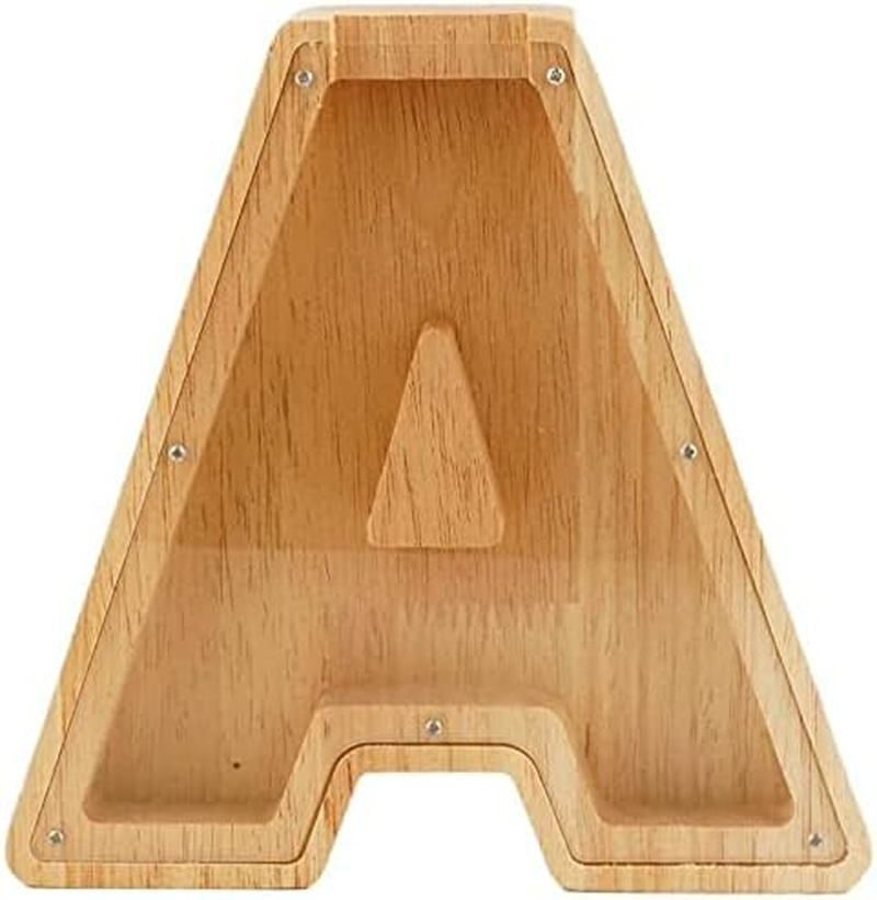 Twenty-Six English Alphabet A-Z Letter Piggy Bank ,Large-Capacity Transparent Wooden Alphabet Piggy Bank，Personalized Coin Savings Box, Name DIY Creative Purchase Combination.