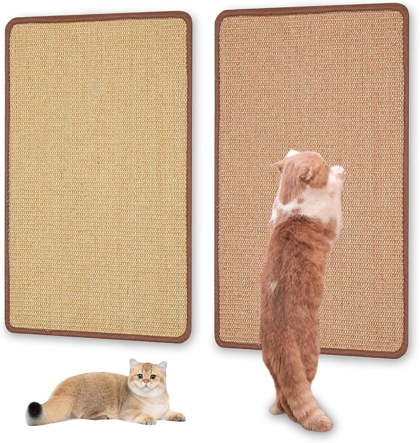 Pack of 2 Cat Scratching Mat, Scratching Mat for Cats, Cat Scratching Mat, Sisal Cat, Natural Sisal Scratching Mat, Sisal Rug, Cat Scratching Board, Wall for Cats, Protects Carpets, Sofas (60 X 40 Cm) image number 2