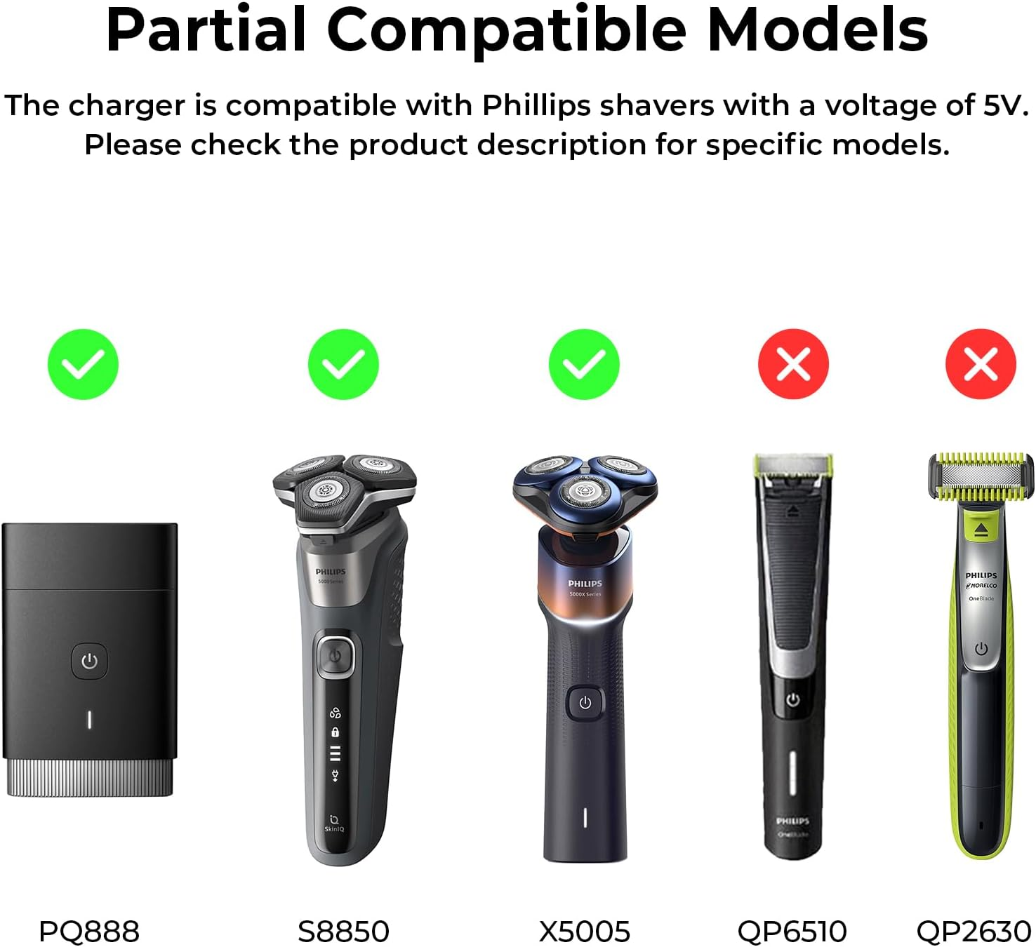 1M/3.3Ft 5V Charger for Philips Shaver Charger PQ888 PQ889 S9647 S7832 S7837 S8850 S9642 X5003 X5005 X5009 S5835 S5836 S1112 S1113 S1115 S1118 Shaver Adapter Power Supply Cord USB Charging Cable