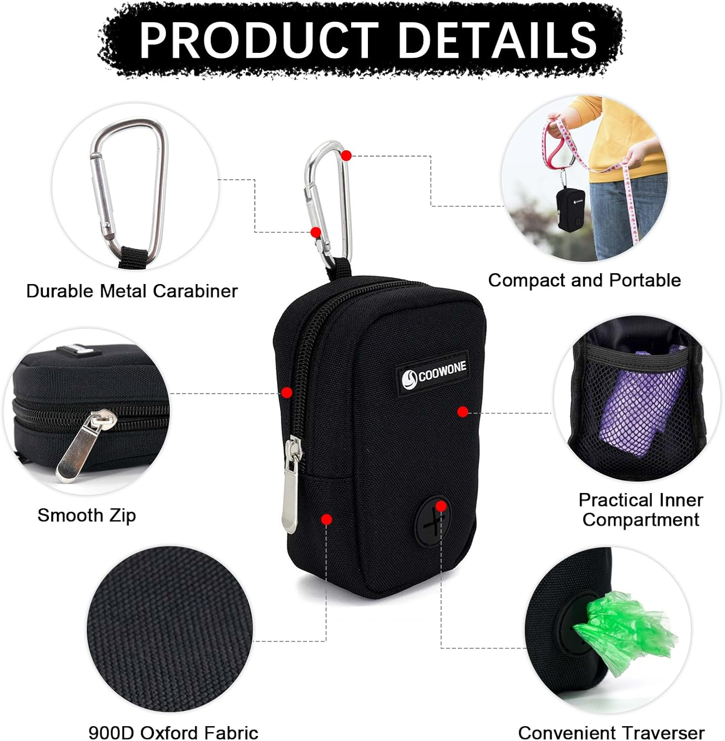 Dog Treat Pouch Dog Poop Bag Holder for Leashes, Pets Snack Container with Inner Mesh Bag, Puppy Supplies Perfect for Training and Walking - Hands Free Dog Waste Bag Dispenser -Dog Travel Accessories image number 3