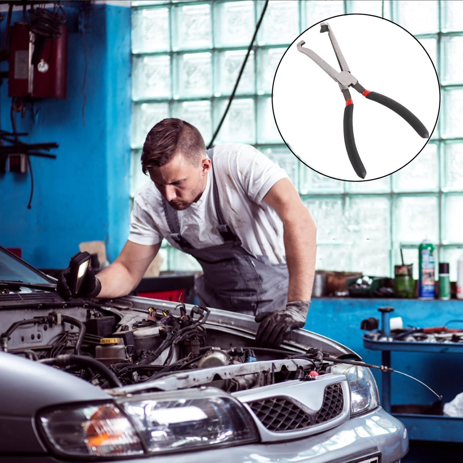 Shgarden Electrical Disconnect Pliers Automotive Electrical Connector Disconnect Pliers Spark Plug Disassembly Pliers Tear down Air Flow Sensors Fuel Injectors Fuel Line Petrol Clip Pipe Pliers SH0094 image number 3