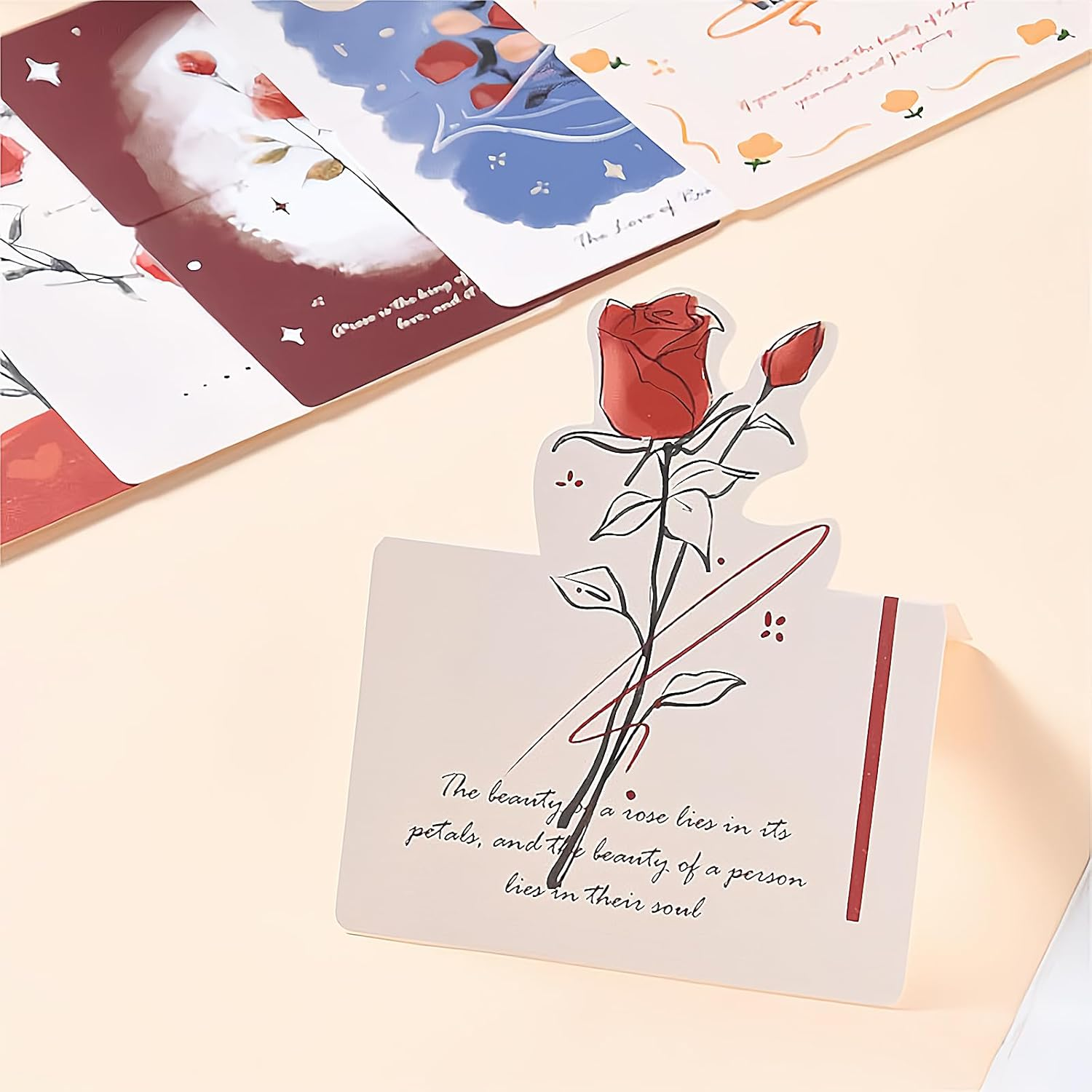 Hannafires 3D Mini Greeting Cards - Mixed Roses Collection, Folding Note Cards, Desktop Reminder Cards, Flower Shop Messages, Handwritten Wishes, Birthday Gift, Journal 30PCS image number 6