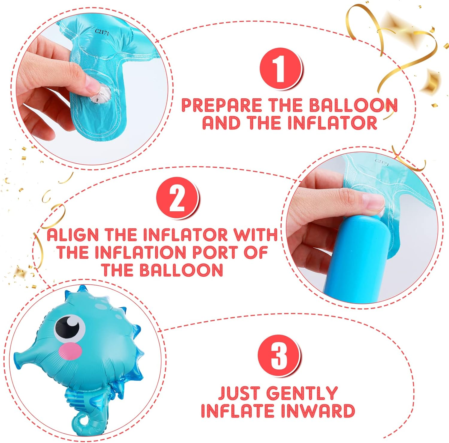 Prasacco 5 Pieces Sea Animals Balloons, under the Sea Party Decorations Water Balloons Seahorse Starfish Puffer Fish Crab Octopus Balloon for Birthday under the Sea Ocean Party Decorations