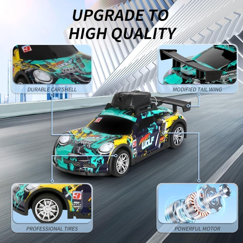 B-Qtech Remote Control Car with Camera, 2.4Ghz Remote Control Drift Car APP Control, RC Camera Racing Car Graffiti Off-Road Vehicle image number 2