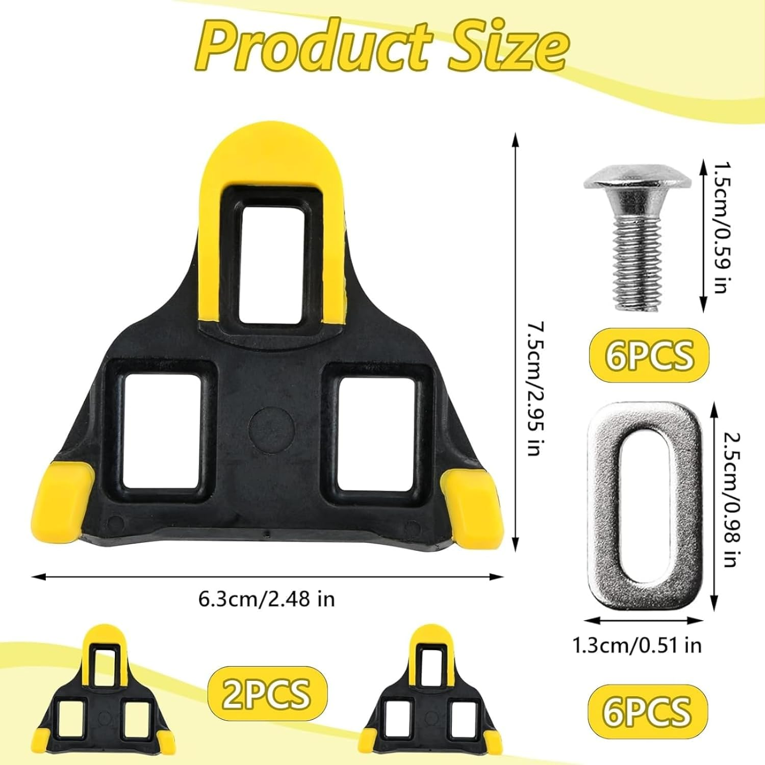 GAIVEK 2 Pcs Bike Cleats 6 Degree Float Compatible with Shimano Cleats, Cycling Pedals Cleat for SPD-SL System Shoes Indoor Outdoor Road Bicycle Cleat Set image number 2