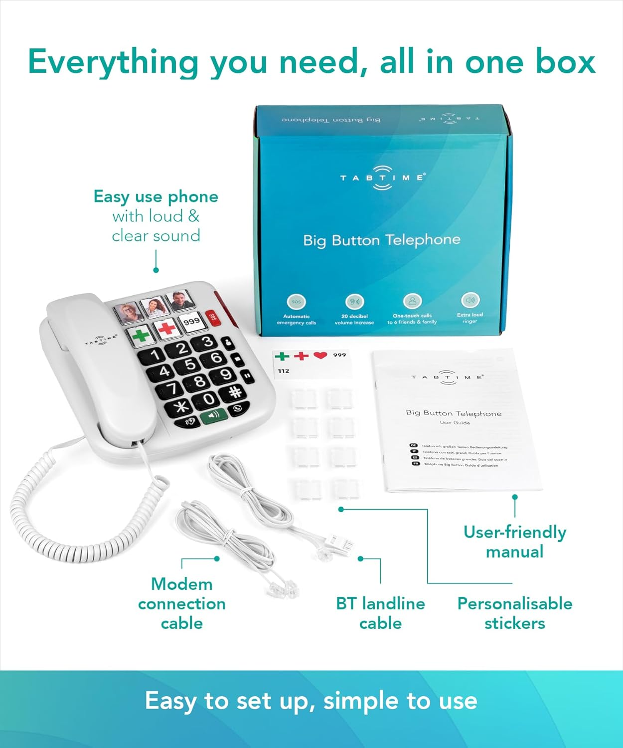 Big Button Landline Phone for Elderly, Hearing Aid Compatible Phone with Amplified Volume for Hard of Hearing, Great Dementia Aid image number 5