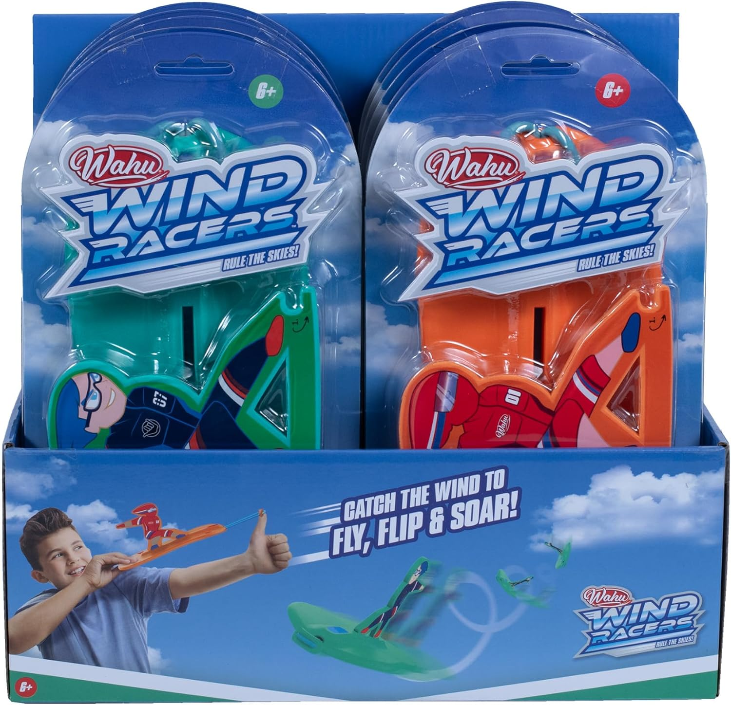 Wahu Wind Racers Flying Toy for Kids Ages 6+ | Performs Loops, Tricks & Boomerangs | Aerodynamic Foam Glider with Launcher | Outdoor Active Play | Multicolour Styles May Vary image number 1