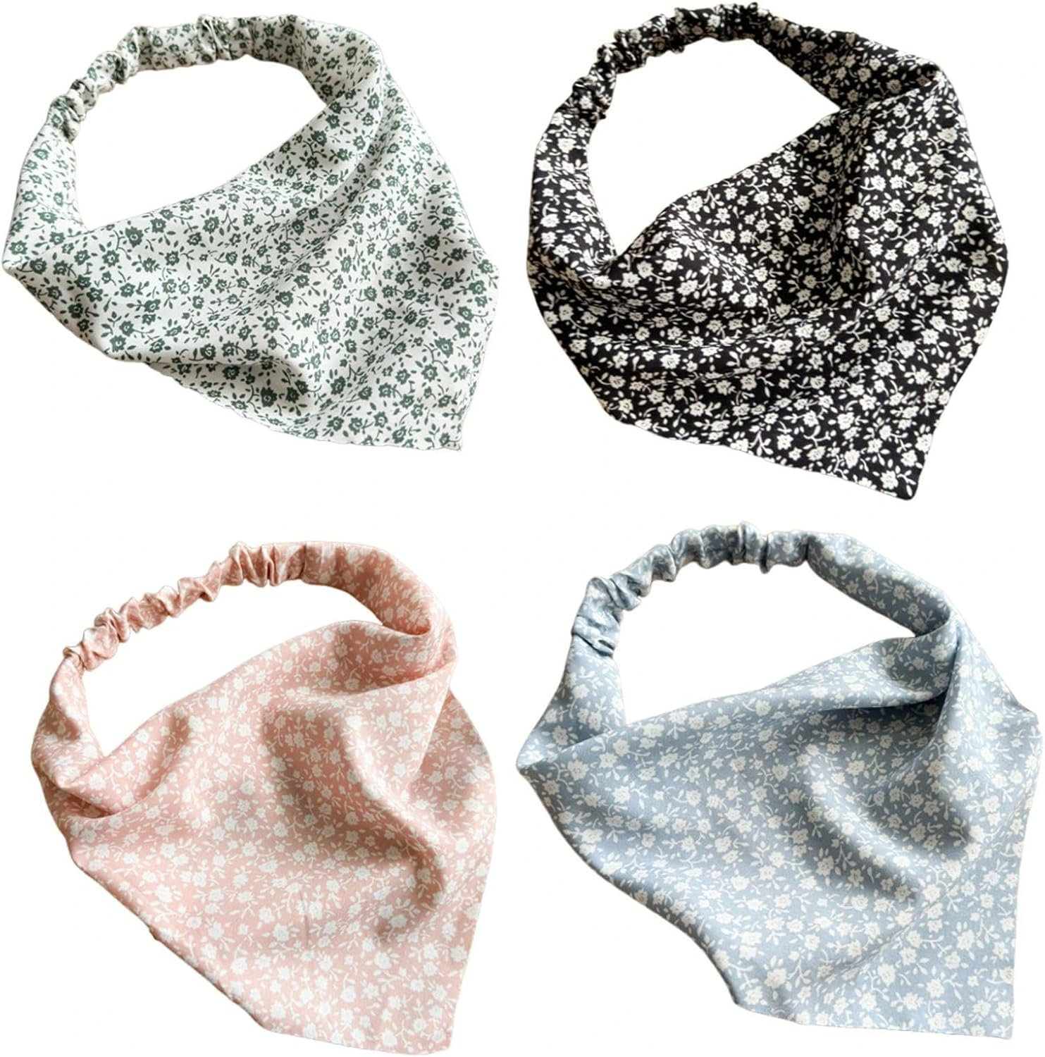 Dinghaole 4Pcs Women'S Floral Headscarf - with Elasticity, Bohemian Headscarf, Fashionable Headband That Can Also Be Placed on the Neck, Versatile for Daily Use (Four Colors) image number 1