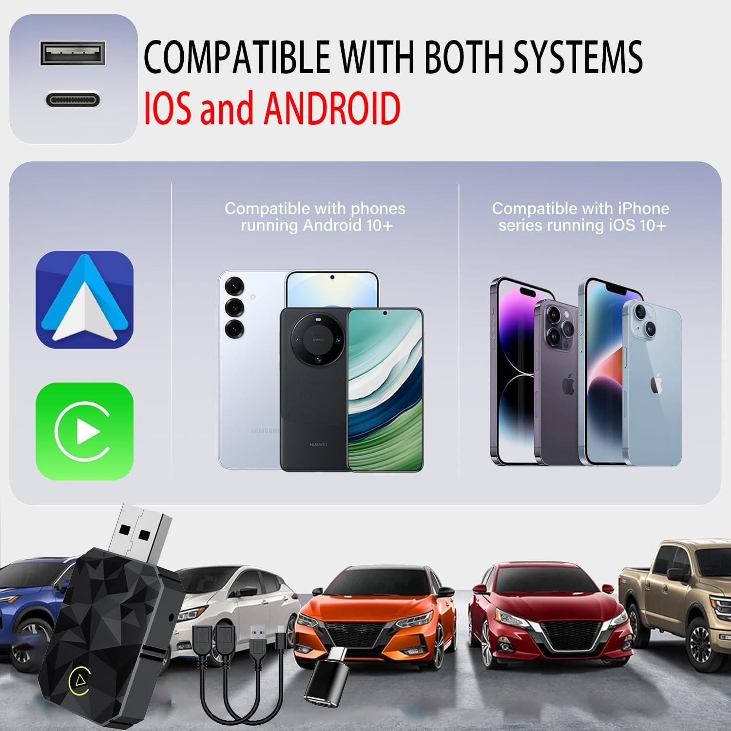 Bilmoon Wireless Adapter Converts Wired to Wireless for Carplay and Android 2 in 1 Small Size, Fast and Stable Connection, Plug & Play, USB to Usb-C/Type-C, Stable and Lag-Free Control image number 2