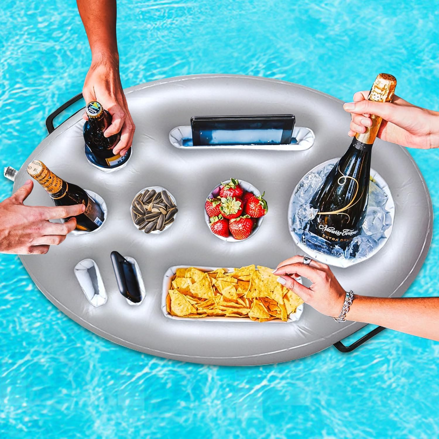 COZY CORE Inflatable Floating Drink Holder (Single) - 9 Holes, Large Capacity & Transparent Material, Drink Float for Pool Party Beach image number 1