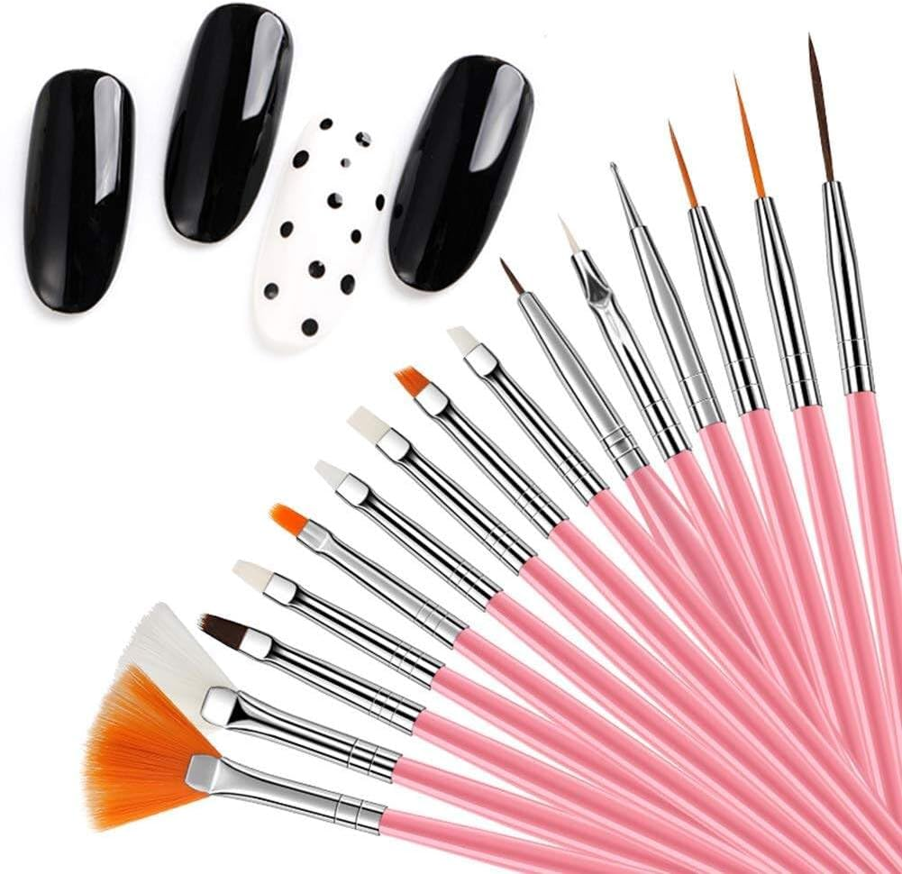 Nail Art Drawing Pen 15Pcs Nail Art Hook Line Dotting Drawing Pen Polish Makeup Brhes Manicure Tool Pink, Normal image number 3