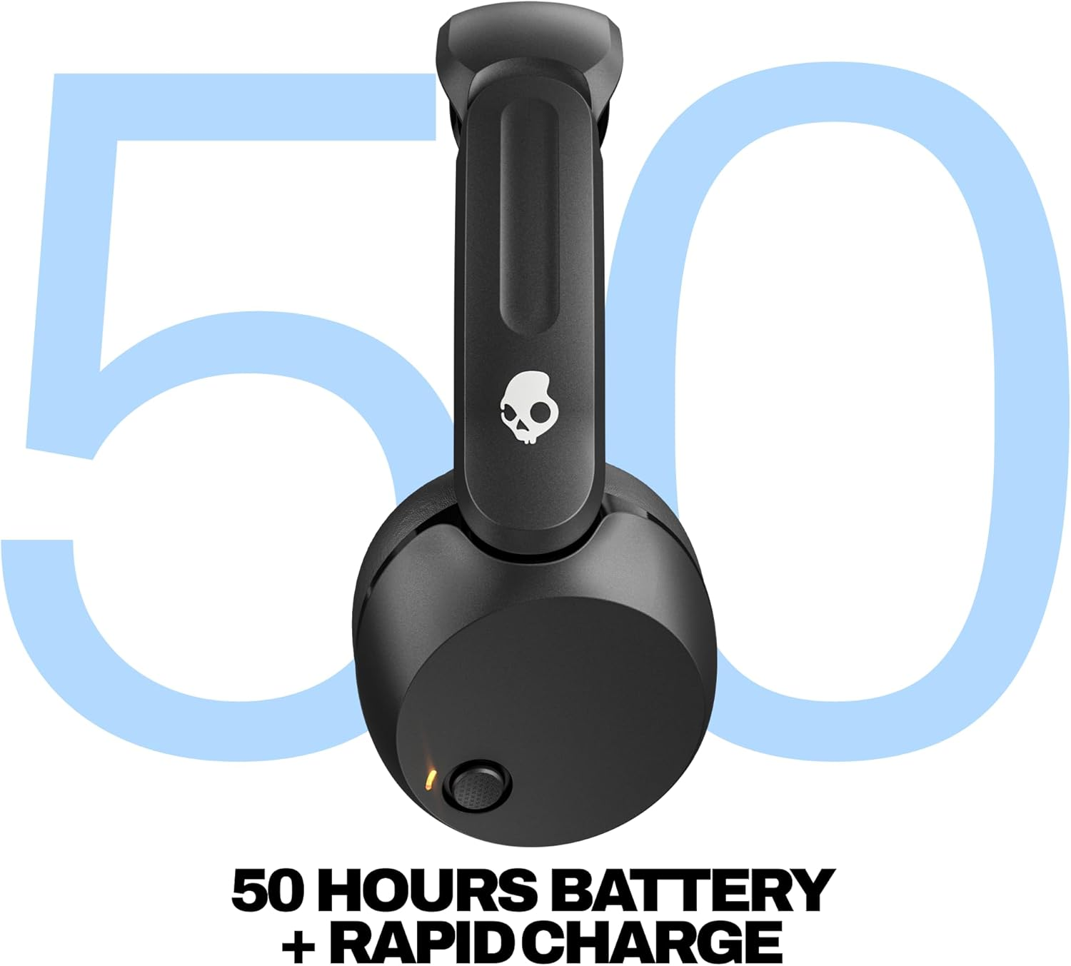 Skullcandy Icon 180 Wireless On-Ear Bluetooth Headphones, up to 50 Hours Battery, Lightweight and Travel Ready, Secure Fit, Sweat and Water Resistant, Microphone Iphone Android - True Black