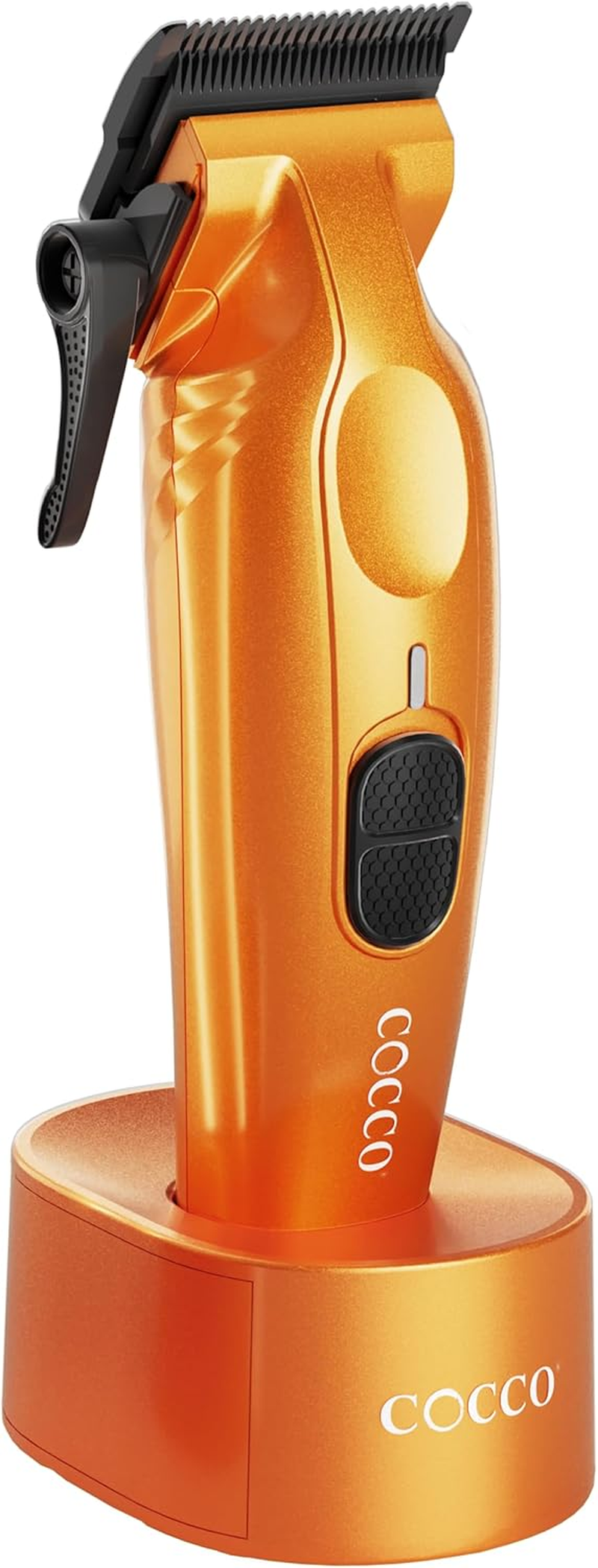 Cocco Hyper Veloce Pro Clipper, Digital Gap Ambassador Graphene Taper Blade Professional Hair Clippers, High-Torque BLDC Motor, All-Metal, Cordless, Charging Station Included, Orange