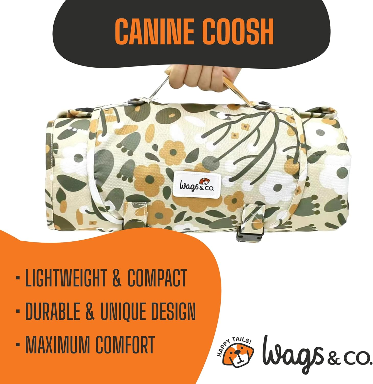 Canine COOSH - Outdoor Folding Dog Travel Mat - 70 X 100Cm. Durable, Easy-To-Clean, Portable Dog Bed for Beach, Bush, Camping, Travel, with Clip-On Carry Strap. (Florals of Australia) image number 3