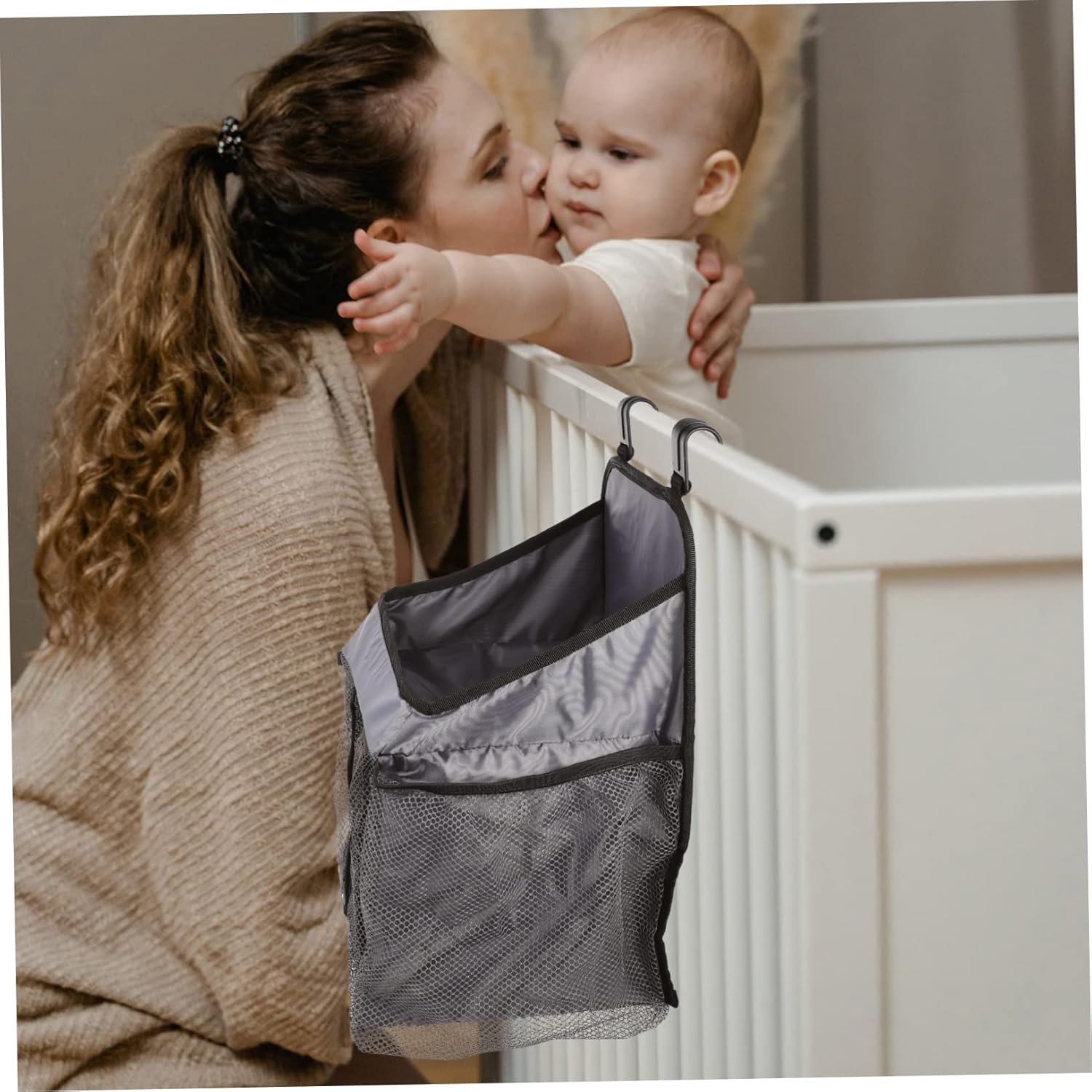 Ibasenice Changing Table Diaper Organizer Hanging Storage Pouch Milk Bottle Organizing Pouch for Parents image number 4