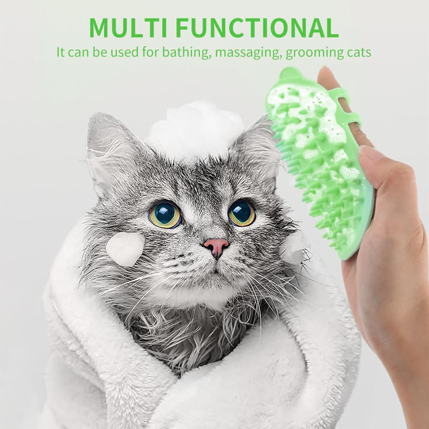 Qaestuan Pack of 4 Self-Cleaning Cat Brush, Silicone Massage Corner for Cats, Silicone Cat Care Massage Hair Loss Brush with Strap, Grooming Brush Cat, for Cats Massage and Hair Removal image number 1