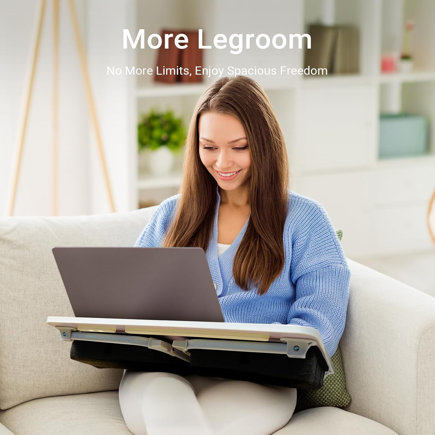 Ixtra 2-In-1 Bed Table & Lap Desk with Soft Cushions, 17Inch Laptop Desk for Bed, Foldable with Wrist Rest, Computer Tray Table with Usb-Tablet & Phone Holder, Ideal for Bed Desk, Sofa & Chair-60*40Cm image number 1