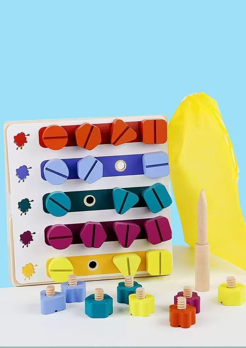 LYNETTE'S TOYS Montessori Screw Driver Board Set for Toddlers &ndash; Montessori Learning Toy for Toddlers 3+ | STEM Shape Sorter & Fine Motor Skills Activity | Safe, Durable, Travel-Friendly