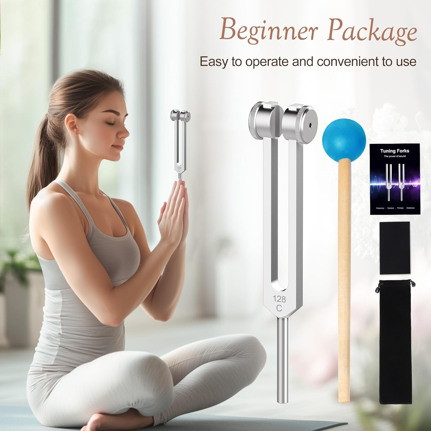 128Hz Tuning Fork - Aluminium Alloy with Silicone Hammer & Carry Pouch - Perfect for Yoga, Meditation & Relaxation image number 4